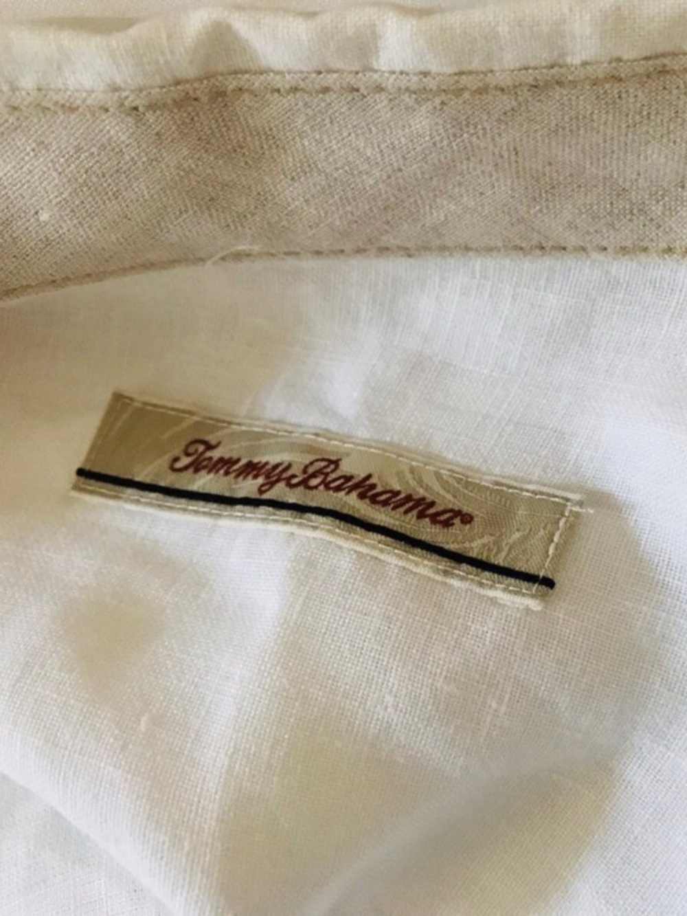 Tommy Bahama | Button Front Linen Shirt Mens Size XL Beige Short Sleeves - Picture 6 of 7
